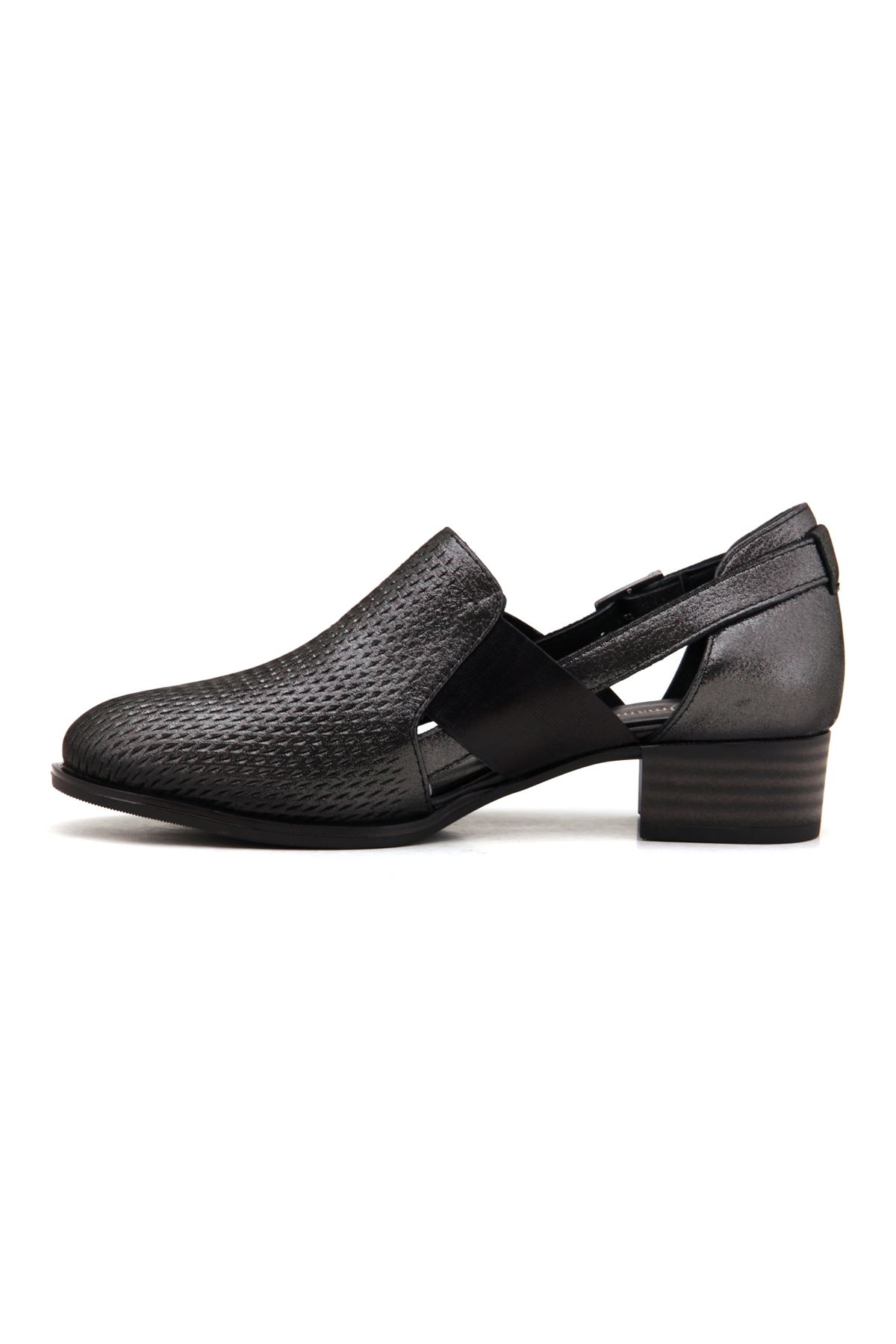 Mammamia D22YA-490 Hakiki Deri Kadın Ayakkabı - Siyah Çelik