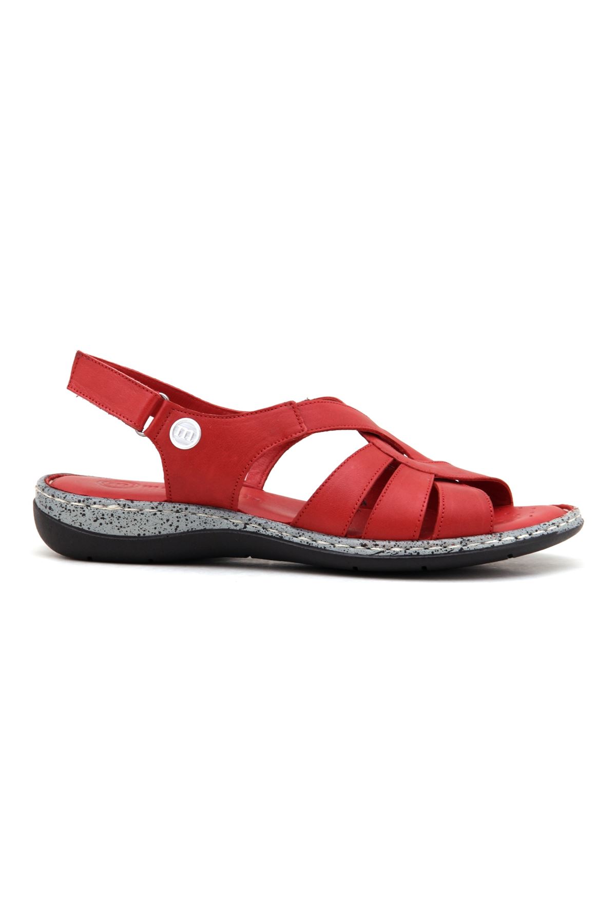 Mammamia D22YS-1095 Hakiki Deri Kadın Sandalet - Kırmızı