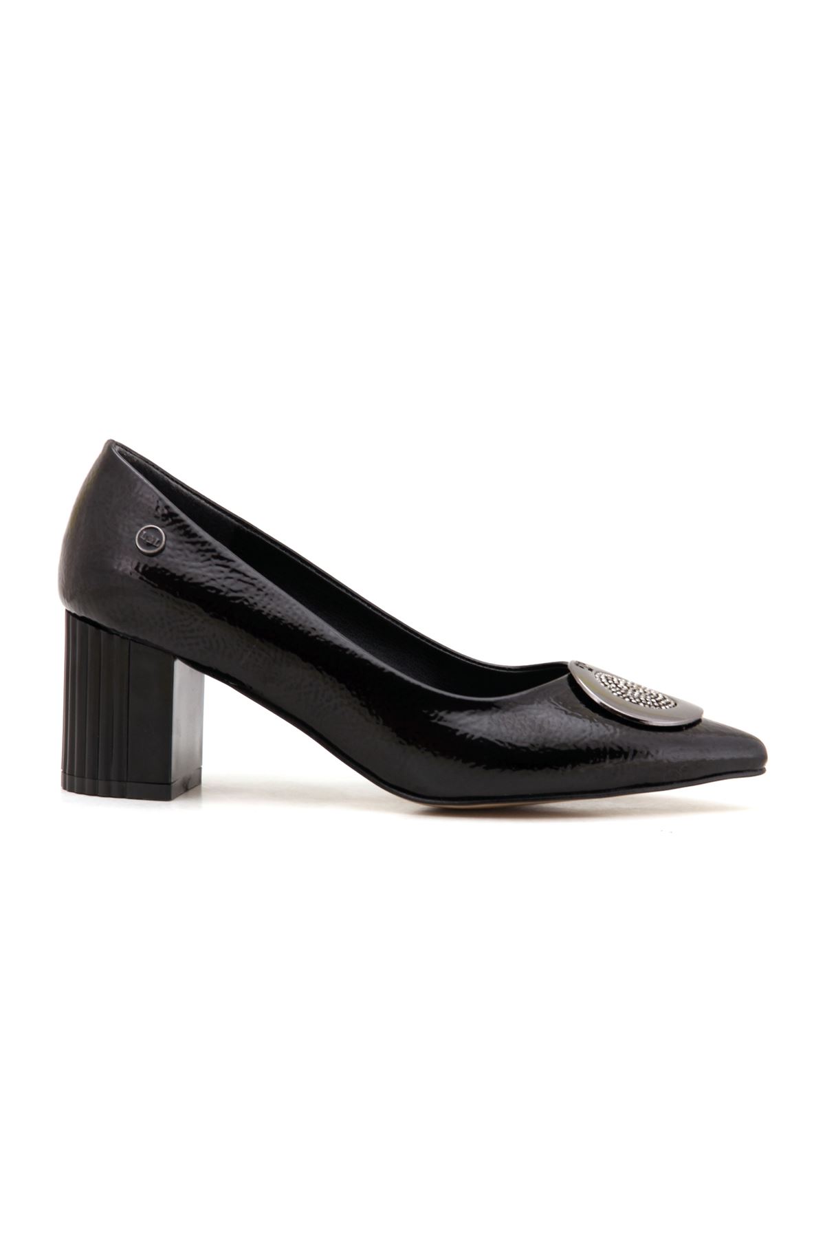 L&L 112 Topuklu Kadın Ayakkabı  - Siyah Rugan