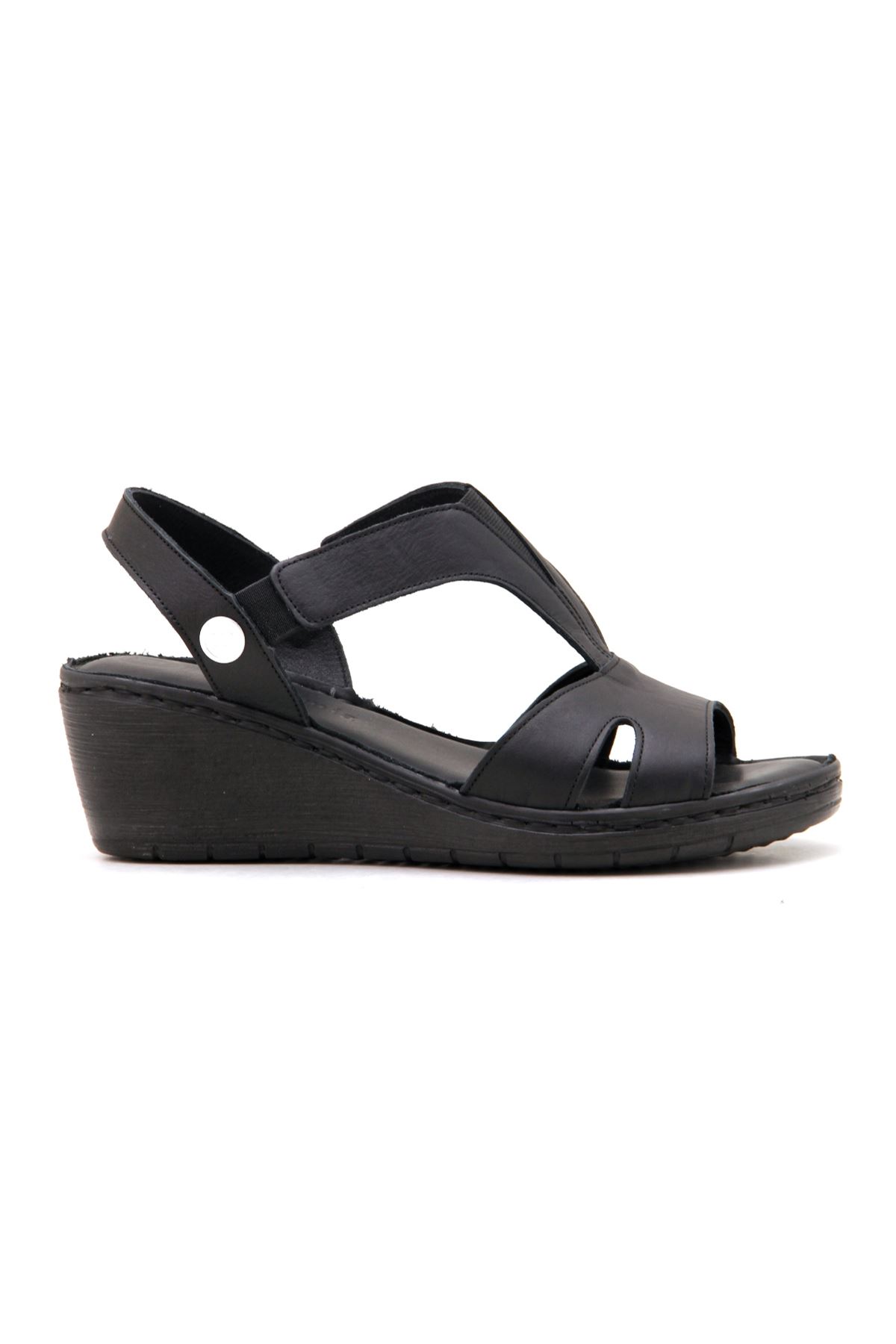 Mammamia D22YS-1465 Hakiki Deri Kadın Sandalet - Siyah