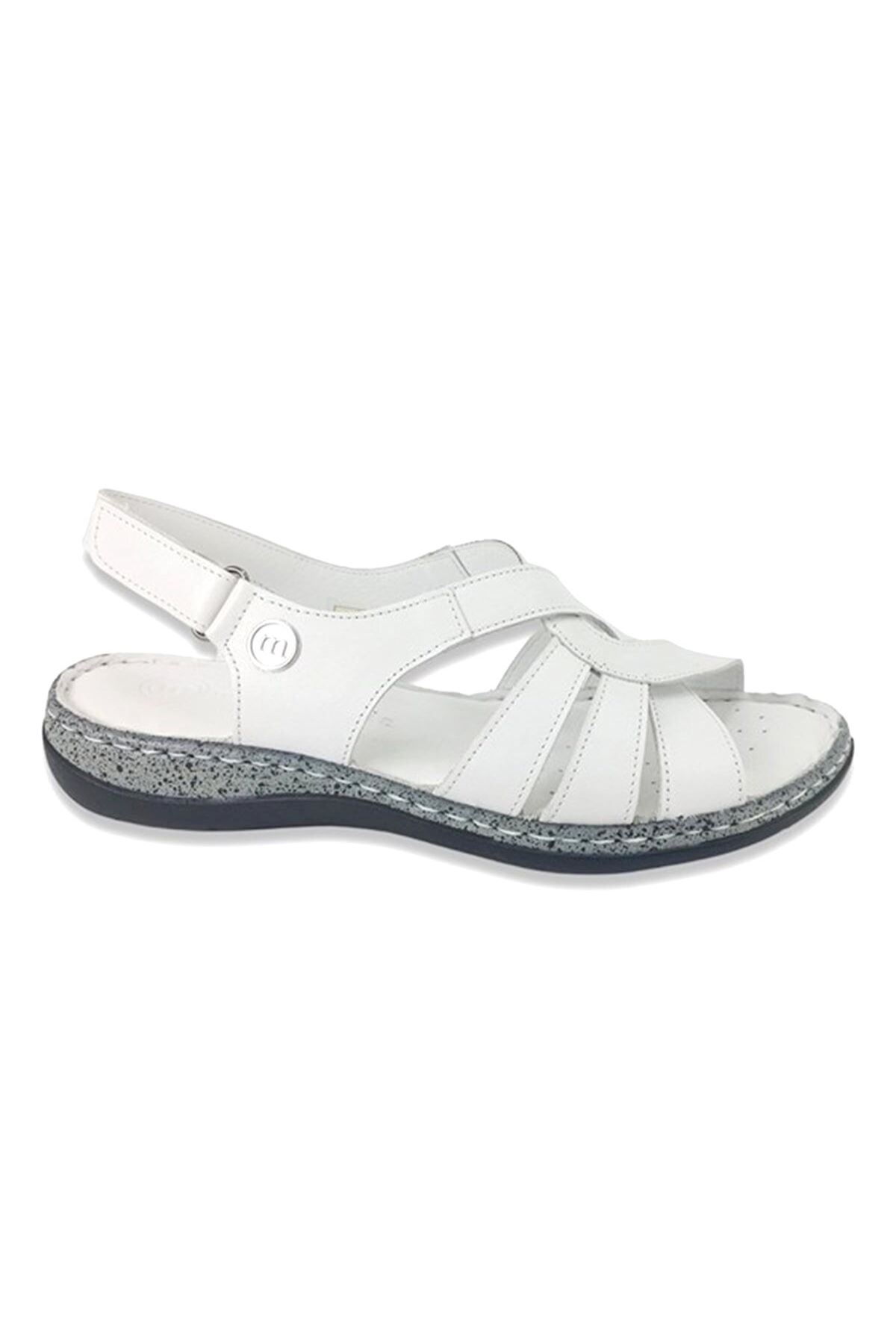 Mammamia D22YS-1095 Hakiki Deri Kadın Sandalet - Beyaz