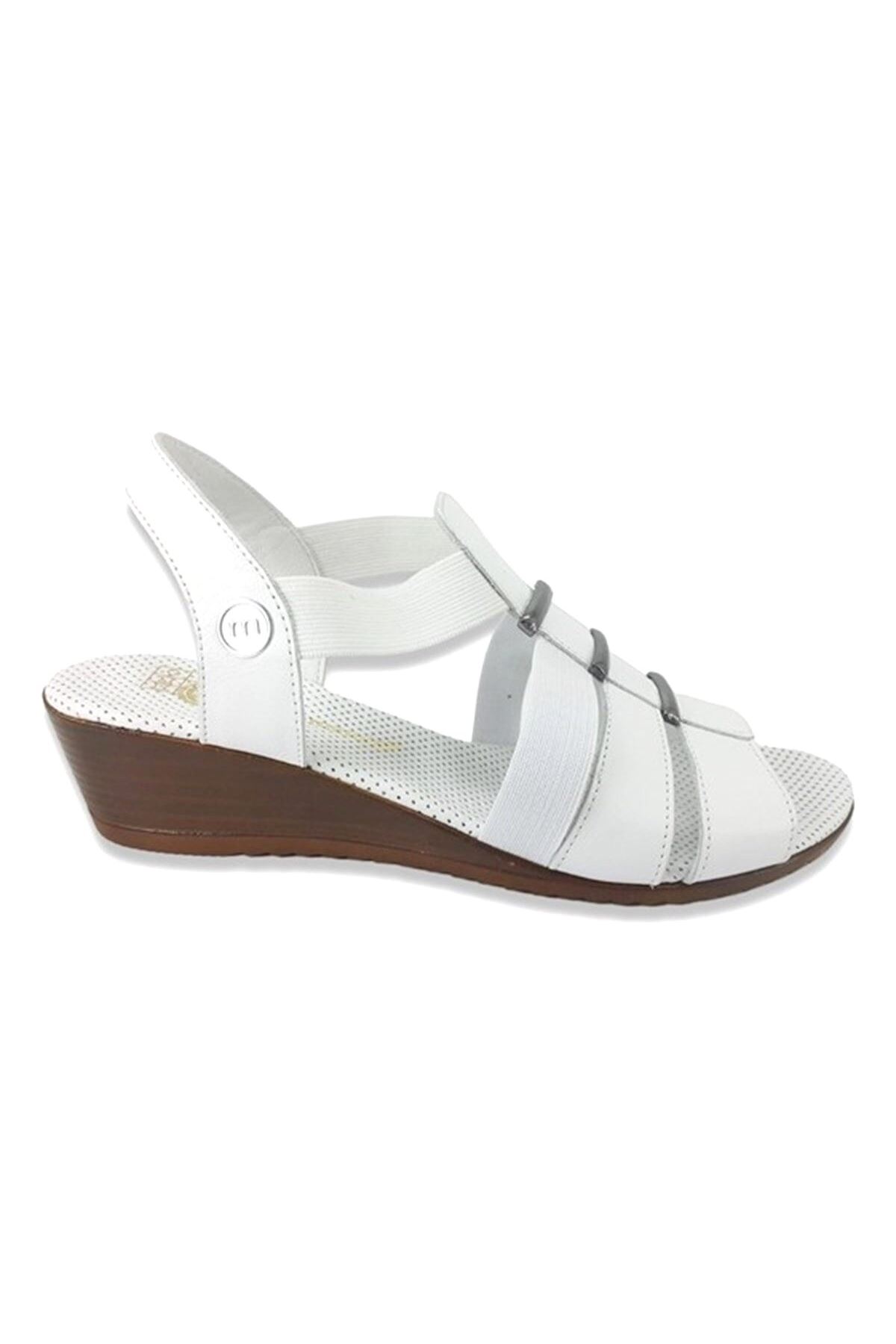 Mammamia D22YS-1310 Hakiki Deri Kadın Sandalet - Beyaz