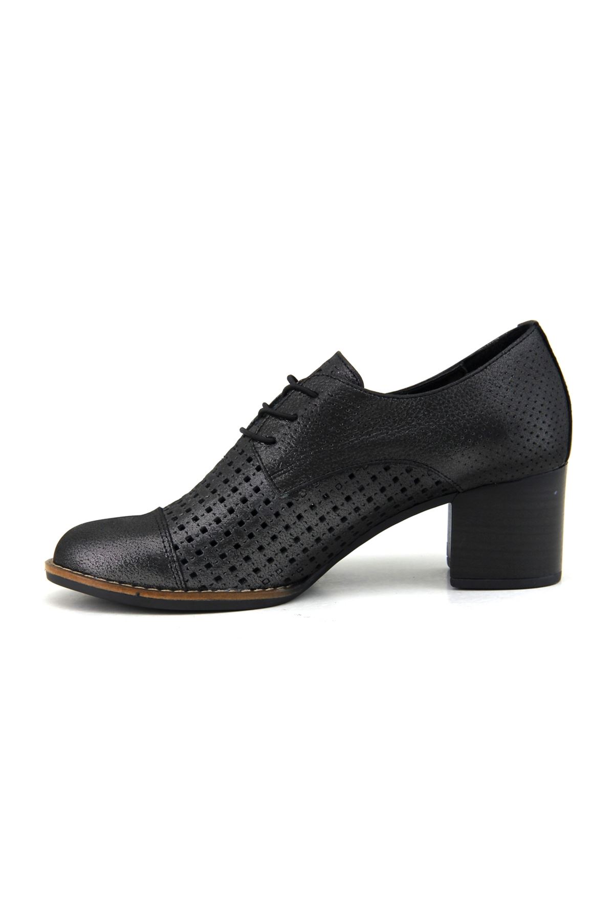 Mammamia D23YA-350 Hakiki Deri Kadın Ayakkabı - Siyah Çelik