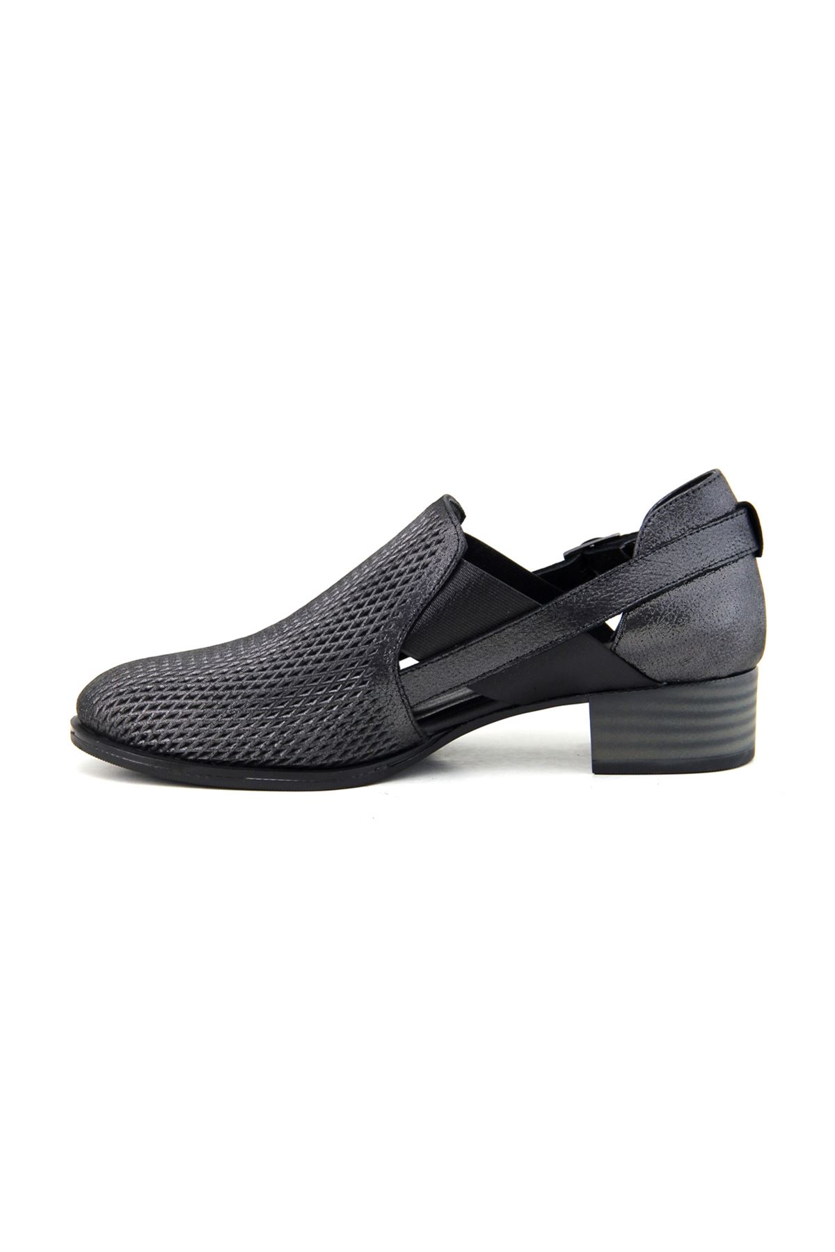 Mammamia D23YA-490 Hakiki Deri Kadın Ayakkabı - Siyah Çelik