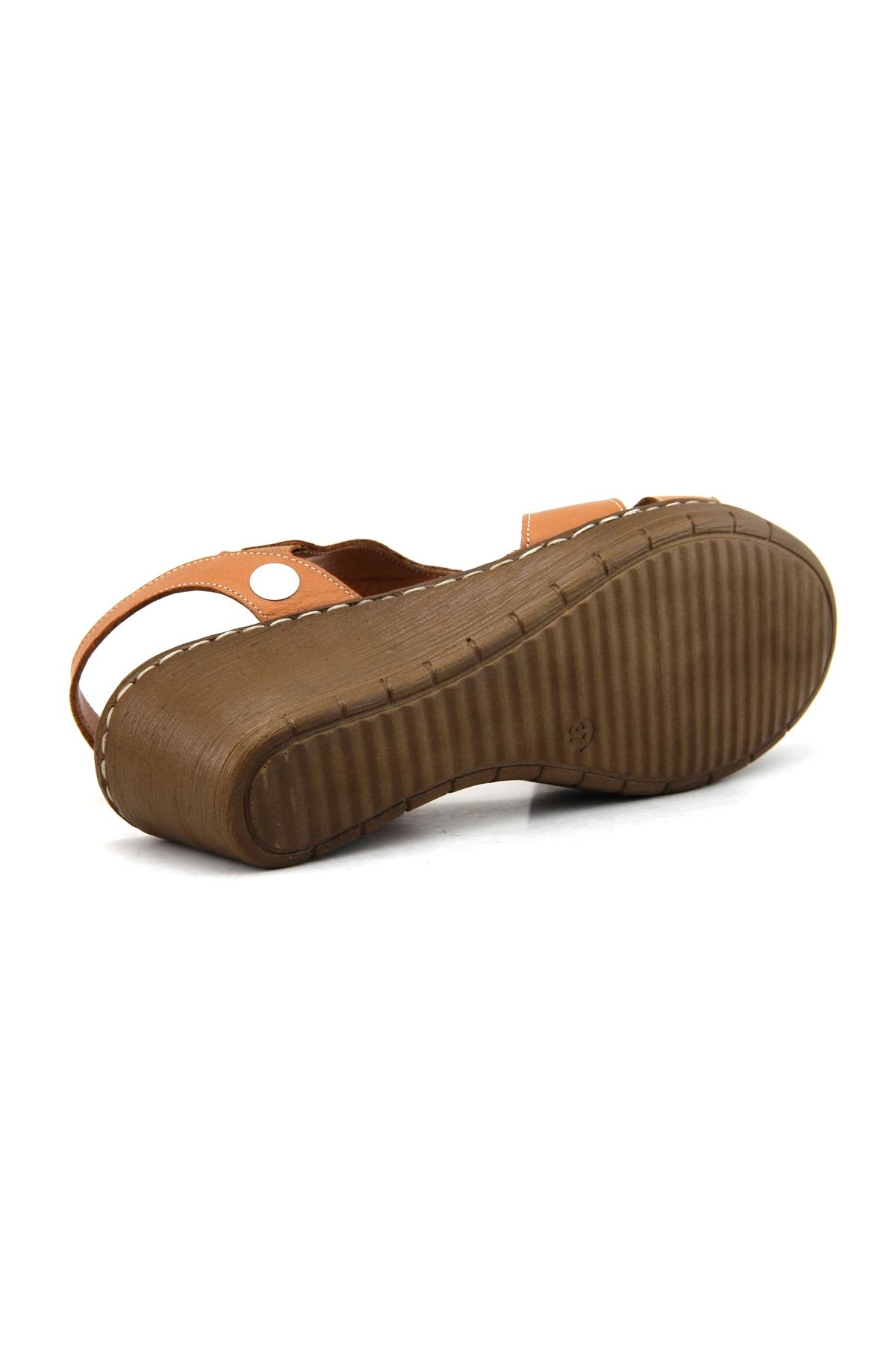 Mammamia D23YS-1055 Deri Comfort Kadın Sandalet - Taba