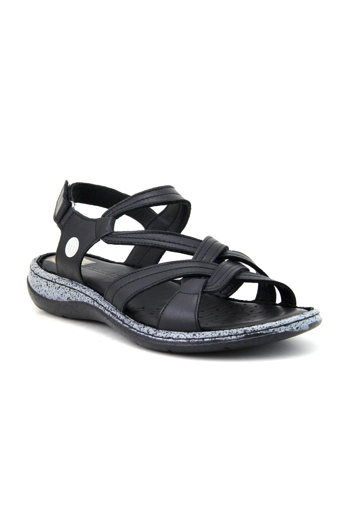 Mammamia D23YS-1065 Deri Comfort Kadın Sandalet - Siyah