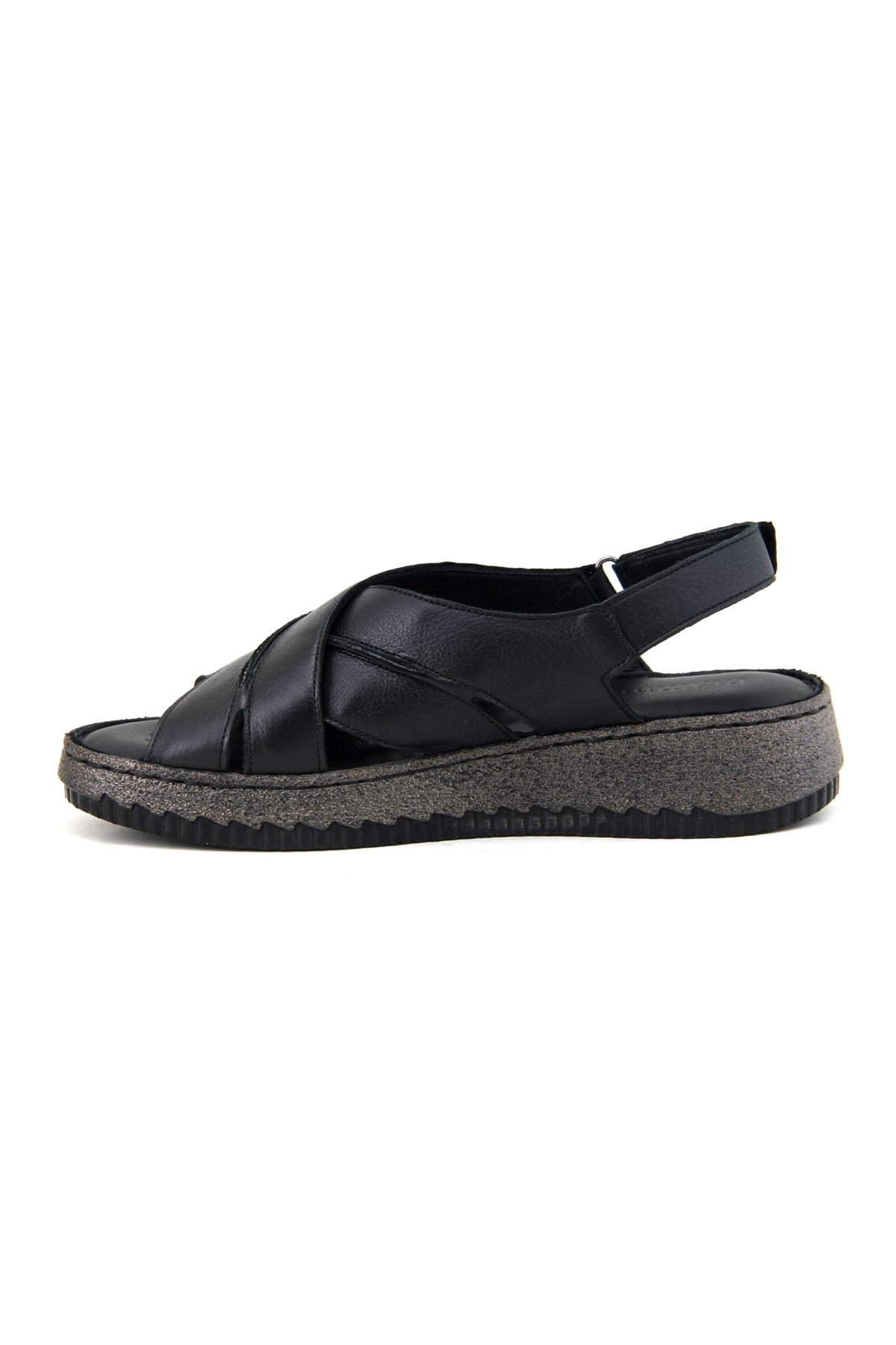 Mammamia D23YS-1120 Deri Comfort Kadın Sandalet - Siyah