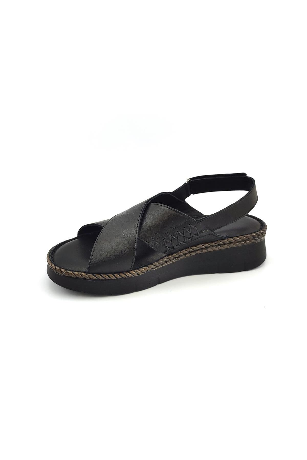 Mammamia D23YS-1200 Deri Comfort Kadın Sandalet - Siyah