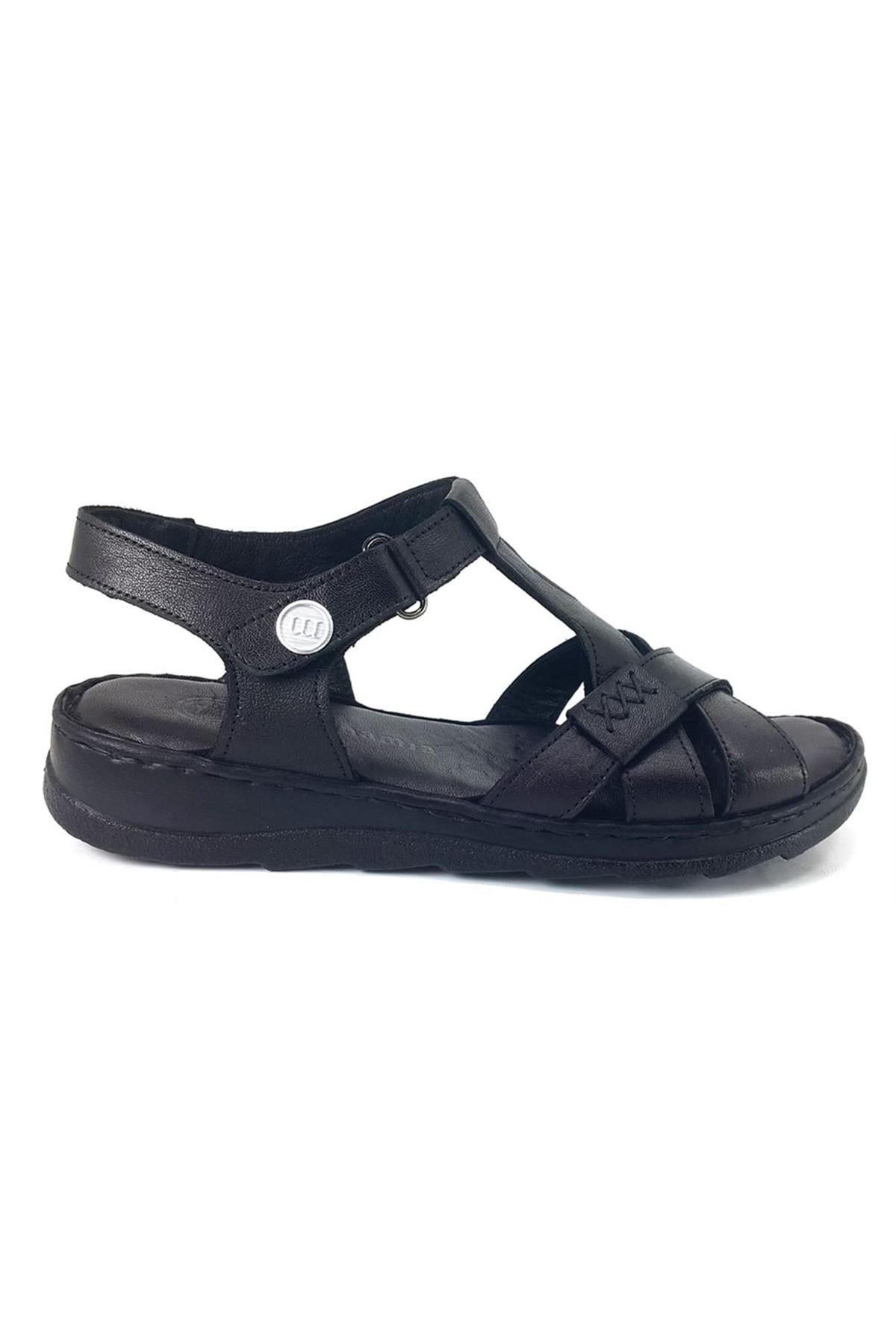 Mammamia D23YS-1380 Hakiki Deri Kadın Sandalet - Siyah