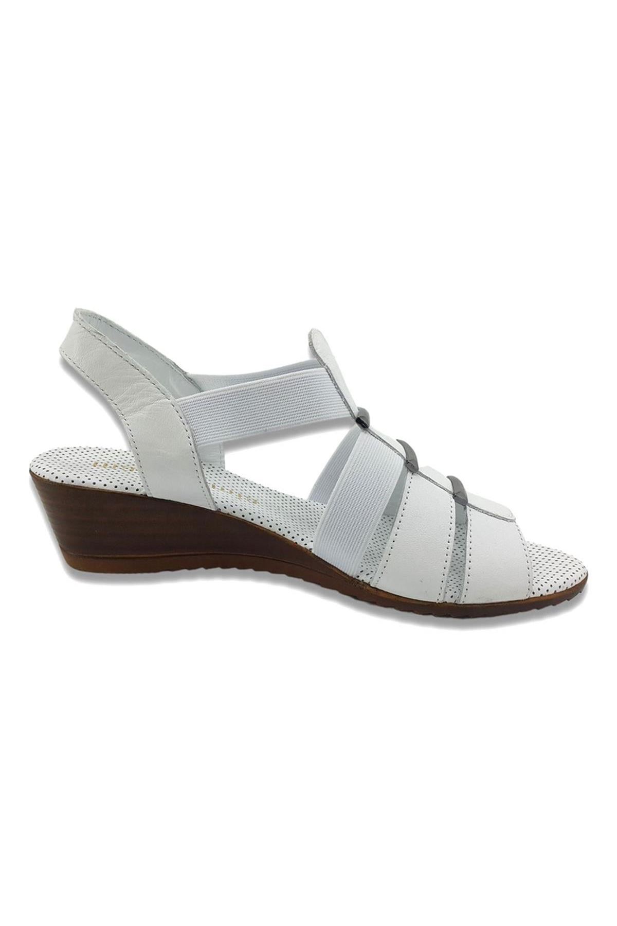 Mammamia D23YS-1310 Hakiki Deri Kadın Sandalet - Beyaz