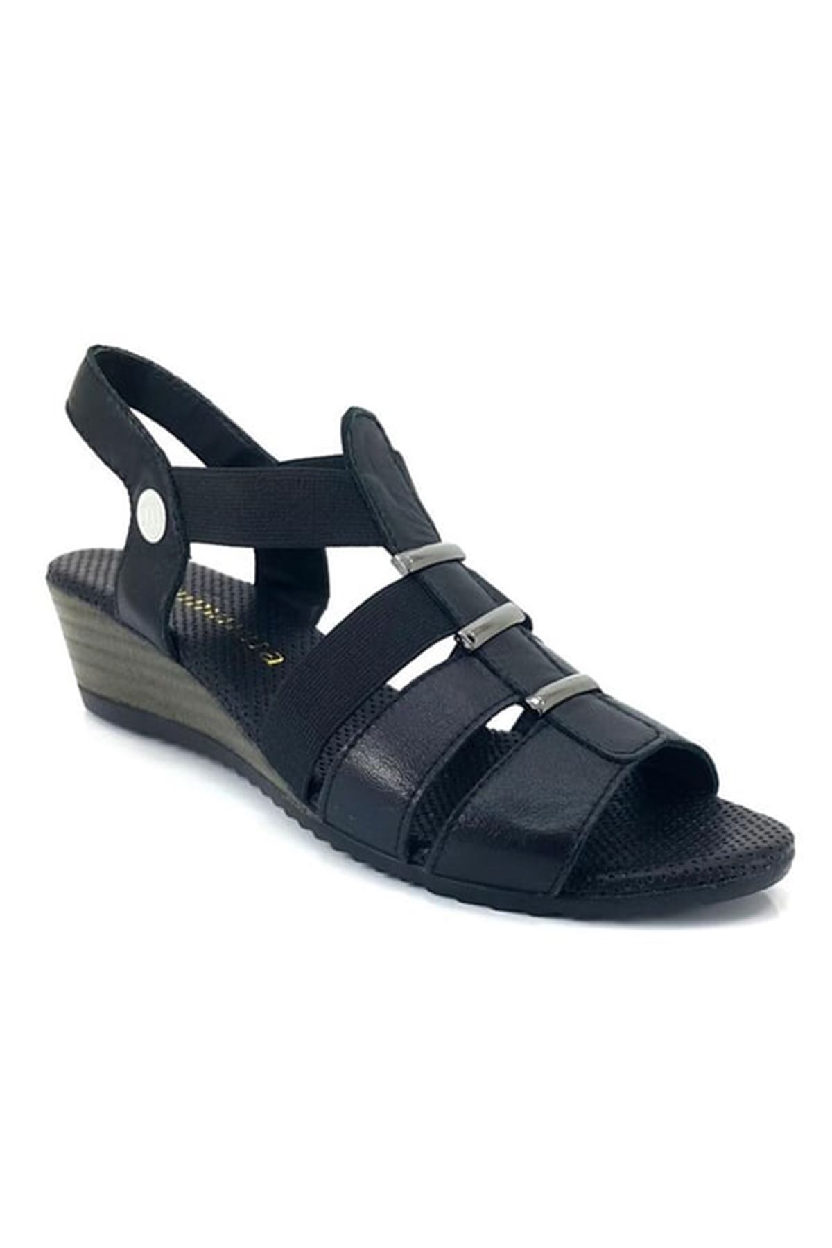 Mammamia D23YS-1310 Hakiki Deri Kadın Sandalet - Siyah