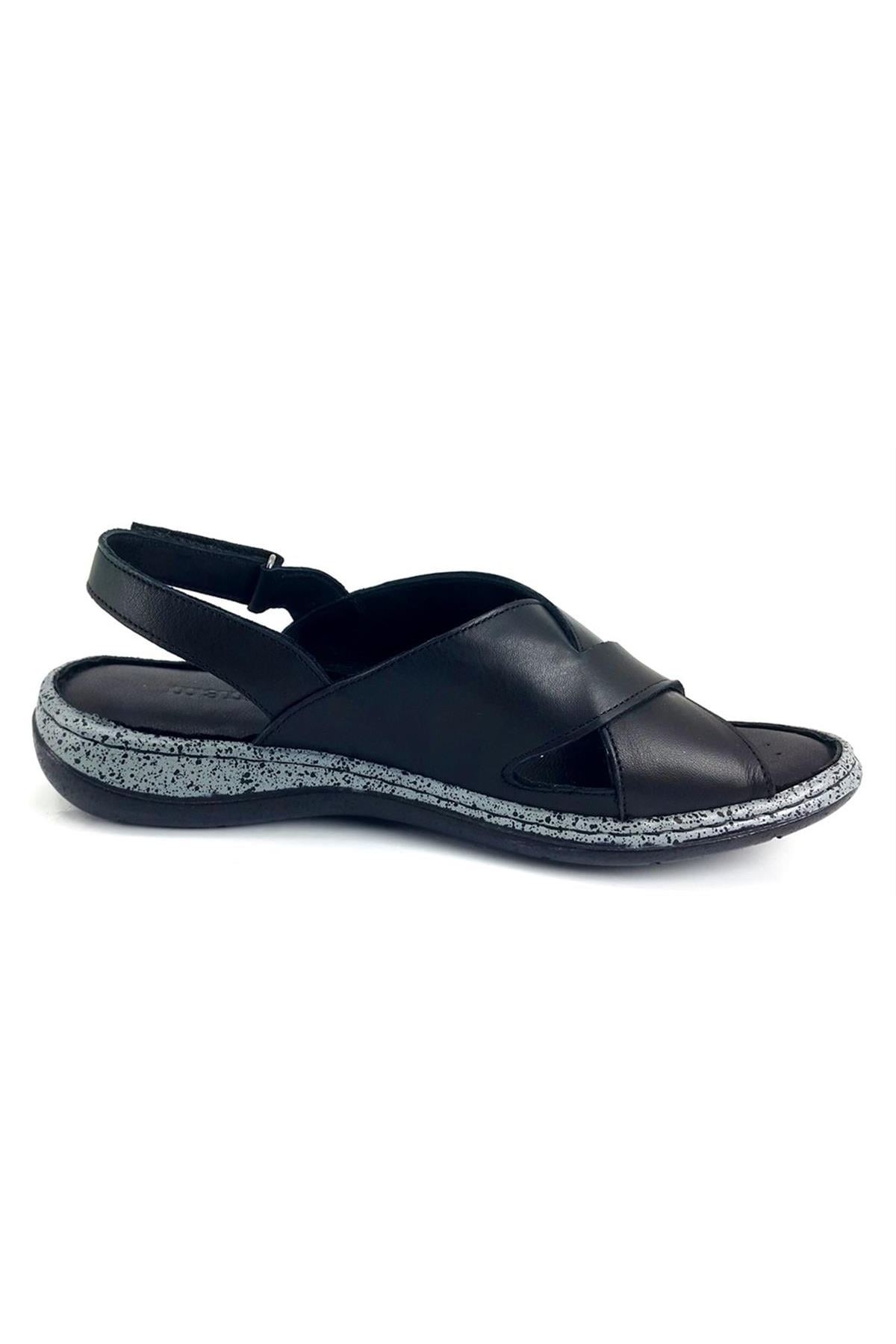 Mammamia D23YS-1085 Deri Comfort Kadın Sandalet - Siyah