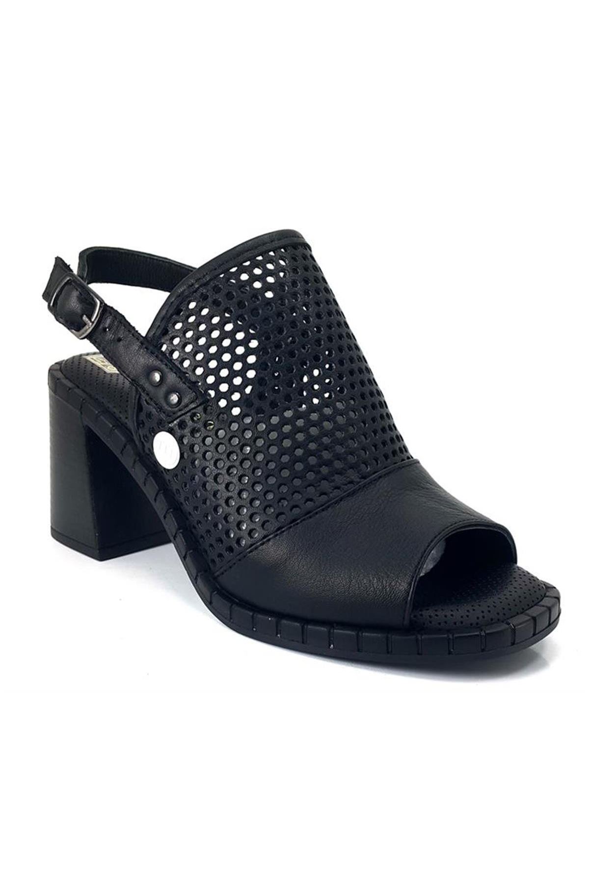 Mammamia D23YS-1425 Hakiki Deri Kadın Sandalet - Siyah