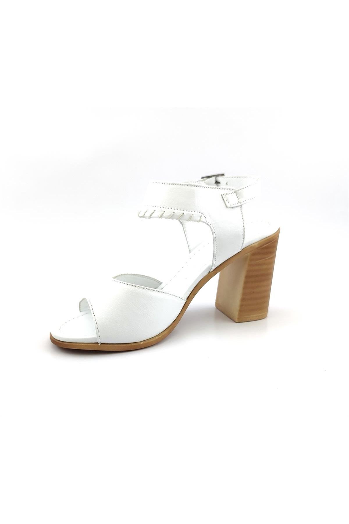 Mammamia D23YS-1300 Hakiki Deri Kadın Sandalet - Beyaz