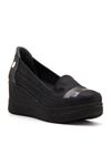 Mammamia D22YA-3545 Hakiki Deri Kadın Ayakkabı - Siyah Nubuk