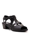 Mammamia D22YS-1325 Hakiki Deri Kadın Sandalet - Siyah